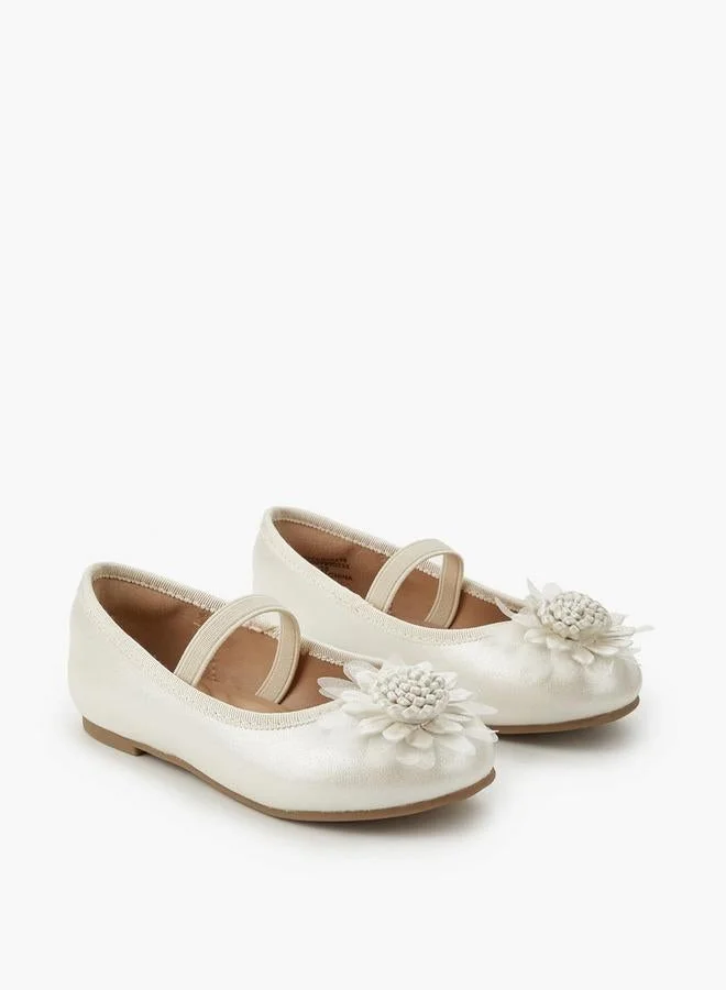 JUNIORS Girls Floral Accent Ballerina Shoes